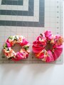 Hawaiian scrunchie,pink scrunchie, floral scrunchie,hair ties, elastic, handmade hair accessories