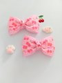 Cherry hair clips,Girl hair clips, piggy bows,pig tail bows,handmade hair bow,kawaii hair clips