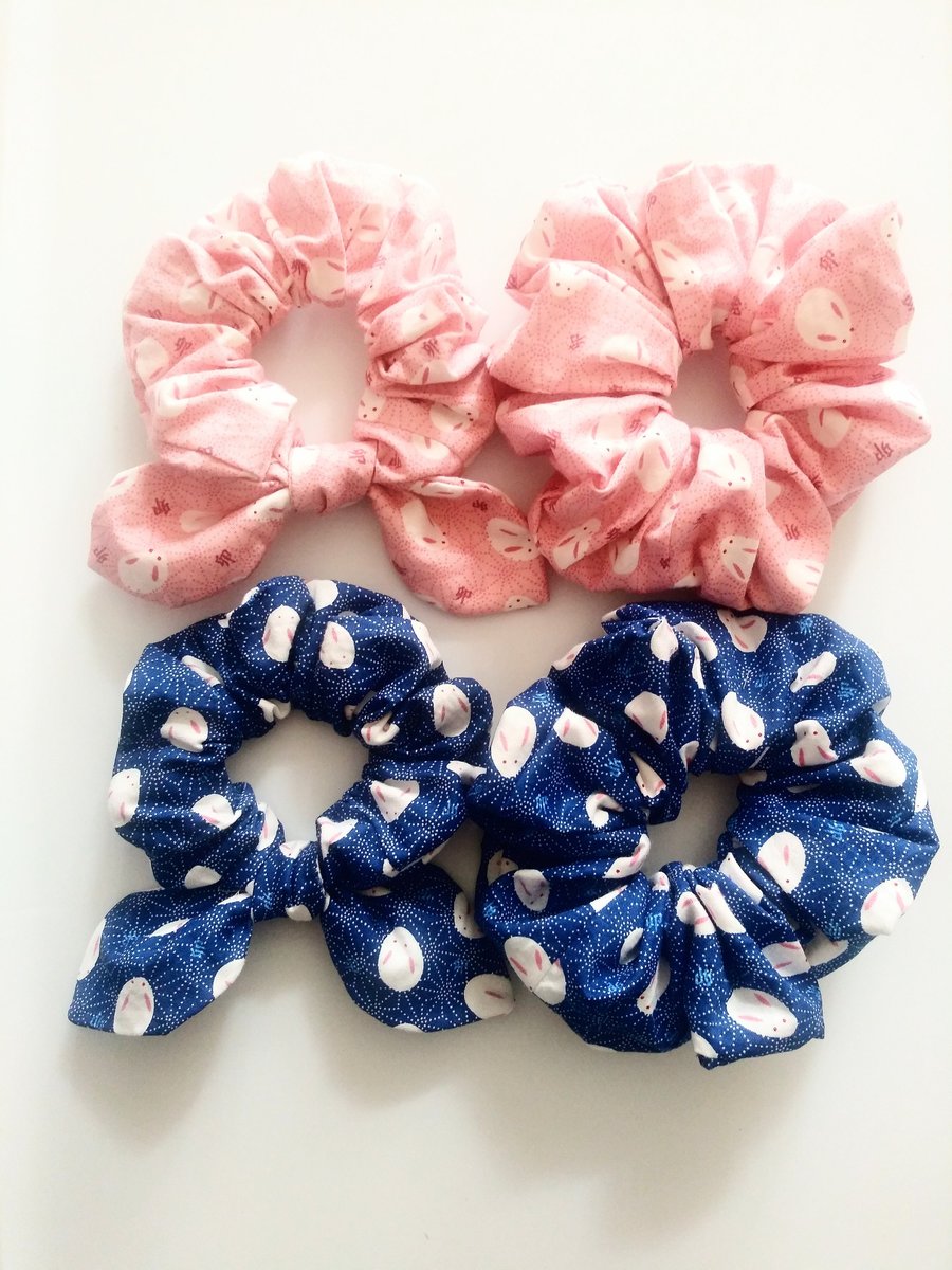 Bunny ears scrunchie, Japanese Rabbit, handmade hair accessories, hair ties, elastic