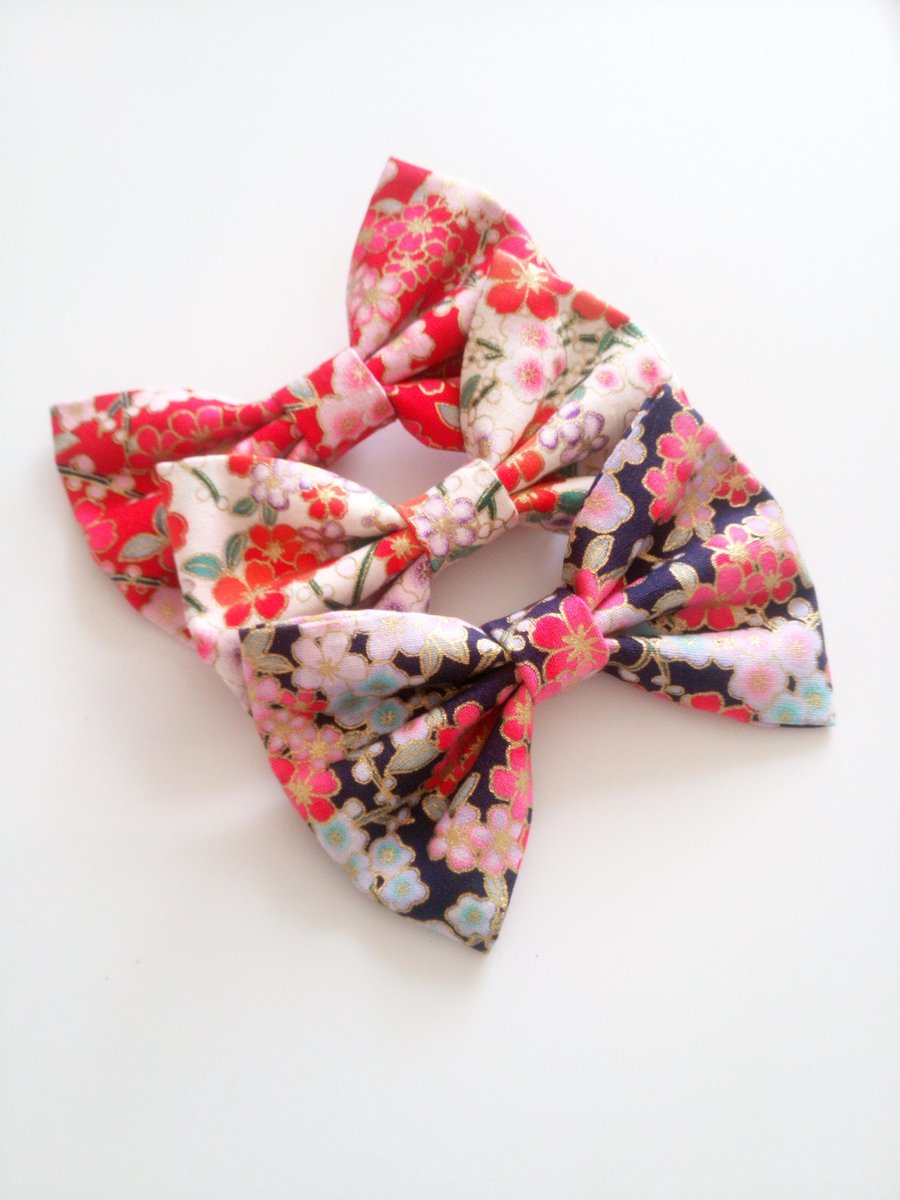 Sakura fabric hair bow, Japanese hair bow, sailor hair bow, handmade accessories, 6" hair bows,hair bow