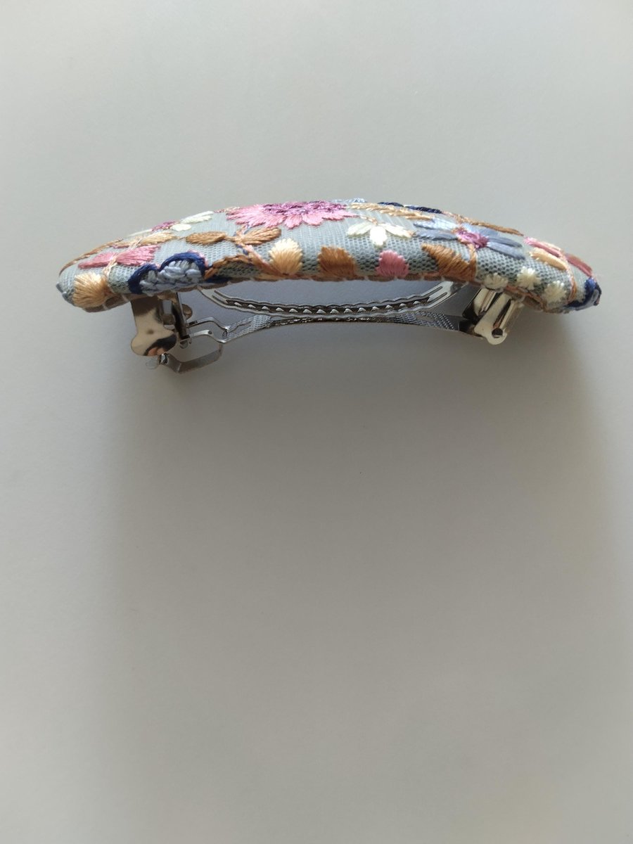 Oriental hair Barrette,French Barrette,hair clips, Floral hair barrette,Gift for her, Fabric covered hair accessories.