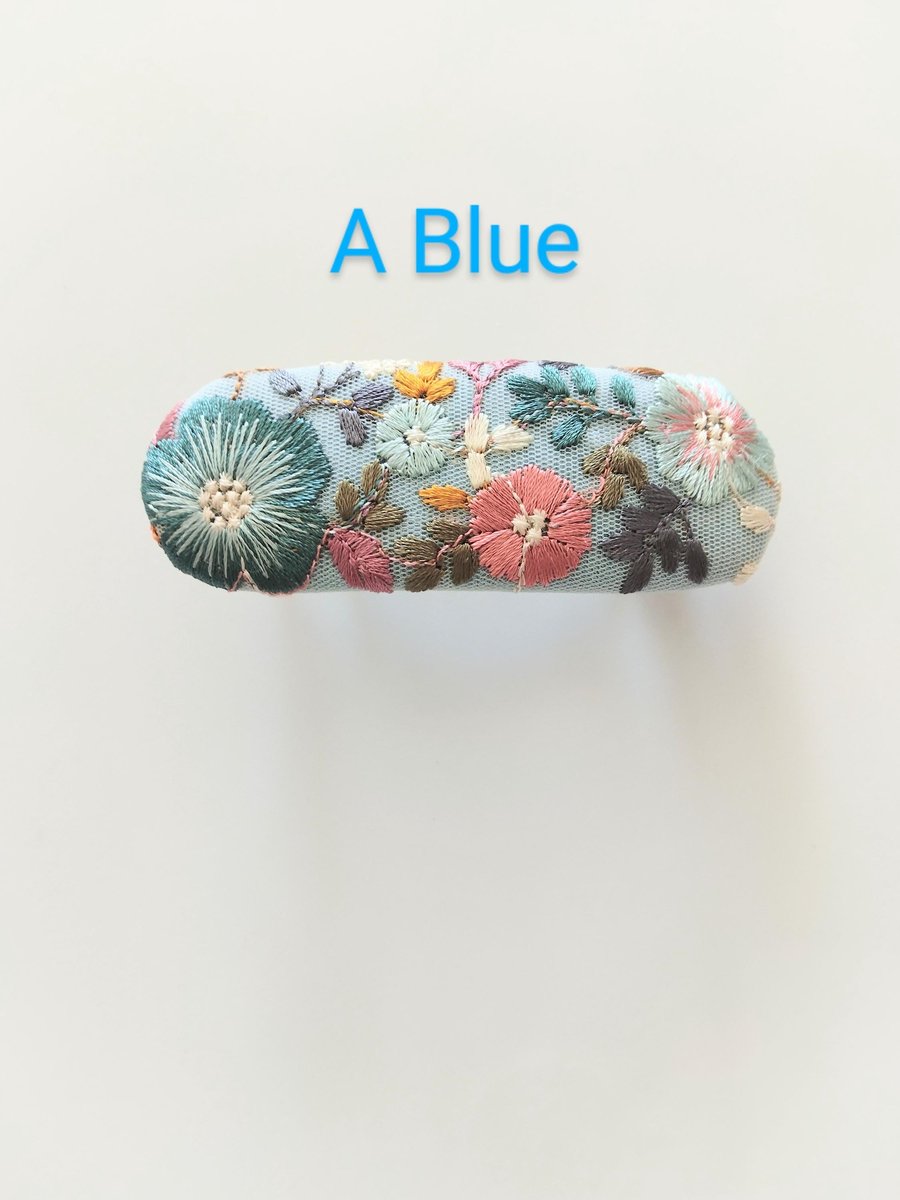 Oriental hair Barrette,French Barrette,hair clips, Floral hair barrette,Gift for her, Fabric covered hair accessories.