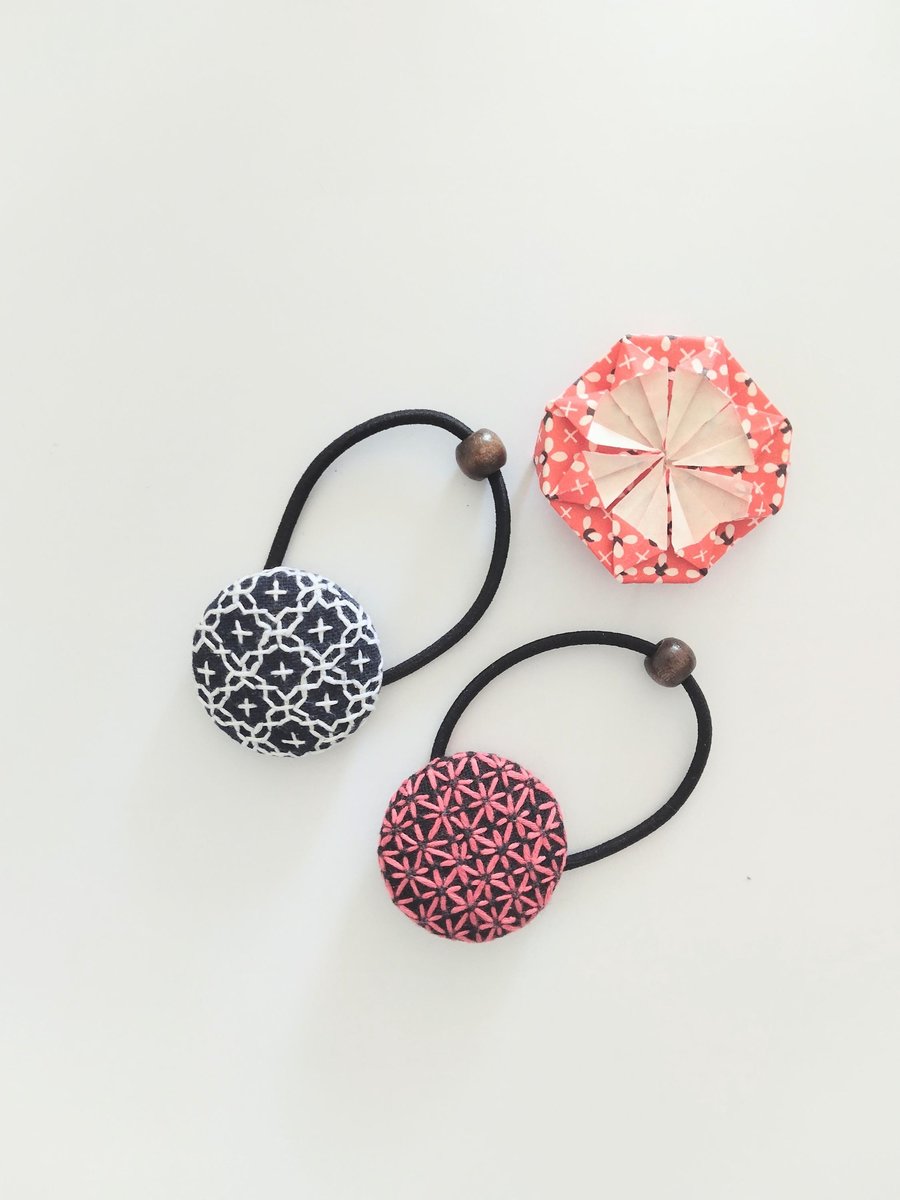 Embroidery Sashiko Japanese hair ties, elastic,hair accessories,adult hair ties.