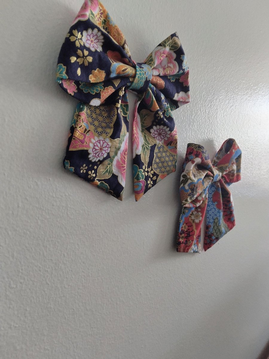 Japanese pattern hair bow, Sailor hair bow,hair accessories, hair barrette