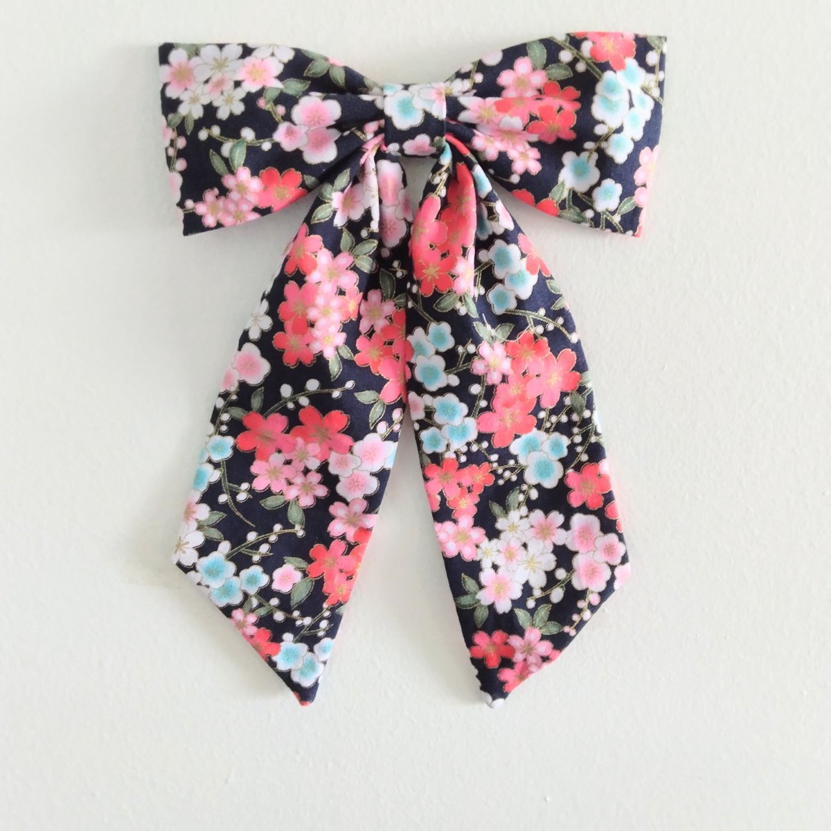 Long tail hair bow, Japanese Sakura hair bow,6"hair bow, Hair accessories