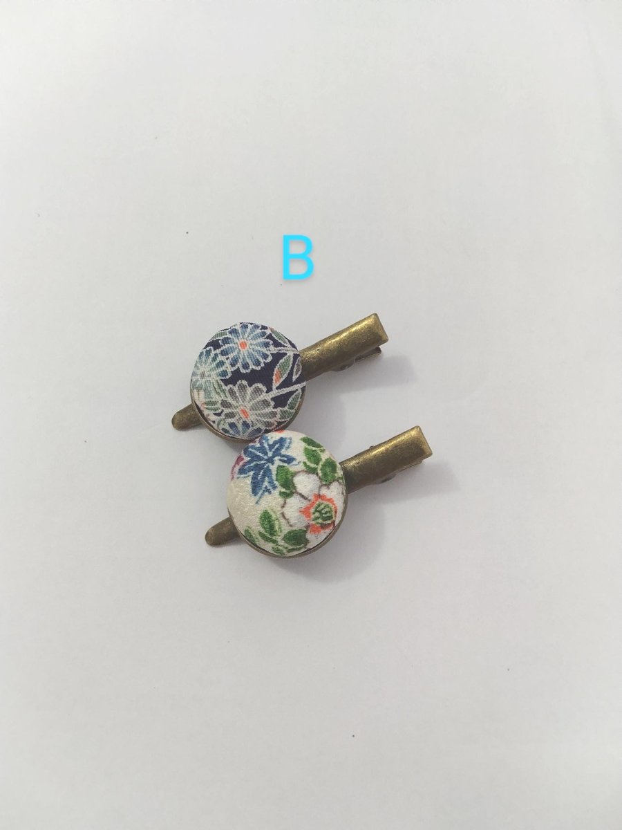 Set of two hair clip,small hair clips,Silk Kimono hair clip,