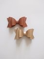 Faux leather hair bow, Brown and Gold hair bow, vegan hair bows kids hair bow,