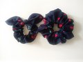 Cherry scrunchie Navy , hair ties, elastic, scrunchy, Bunny ears scrunchie, adult scrunchie