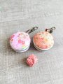 Charm with keychain,Japanese cotton covered charm,Macaroni shaped pouch