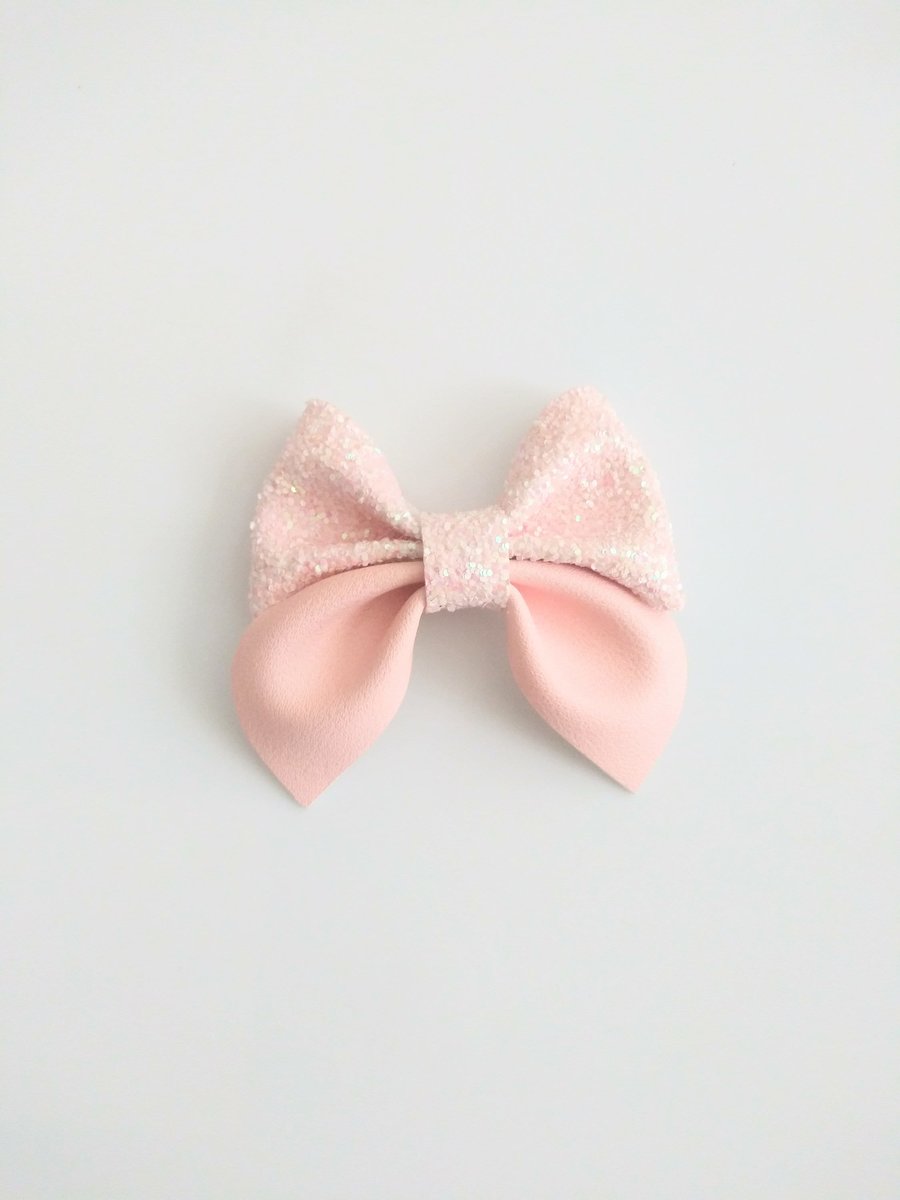 Faux leather Glitter hair clip for kids,girls hair clip, toddler hair clip, pink hair clip