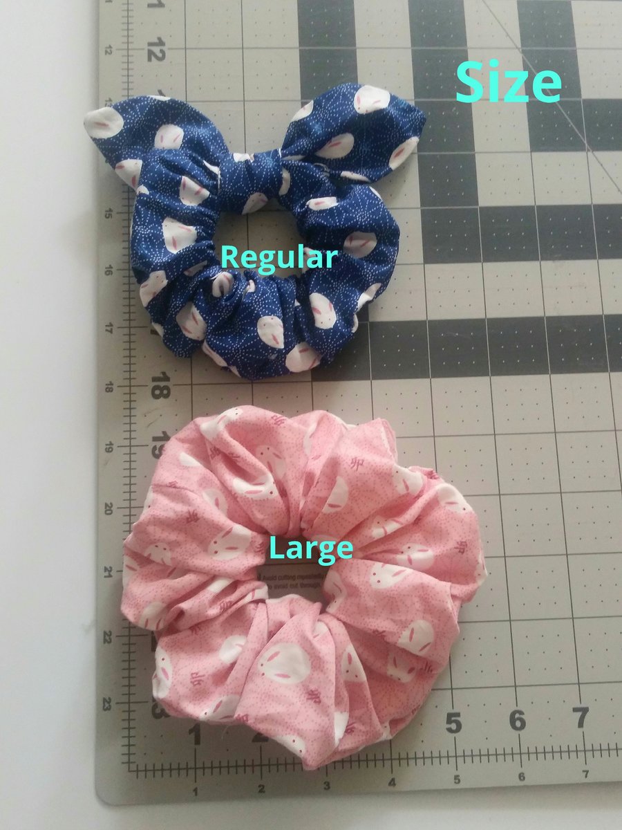 Cherry scrunchie Navy , hair ties, elastic, scrunchy, Bunny ears scrunchie, adult scrunchie