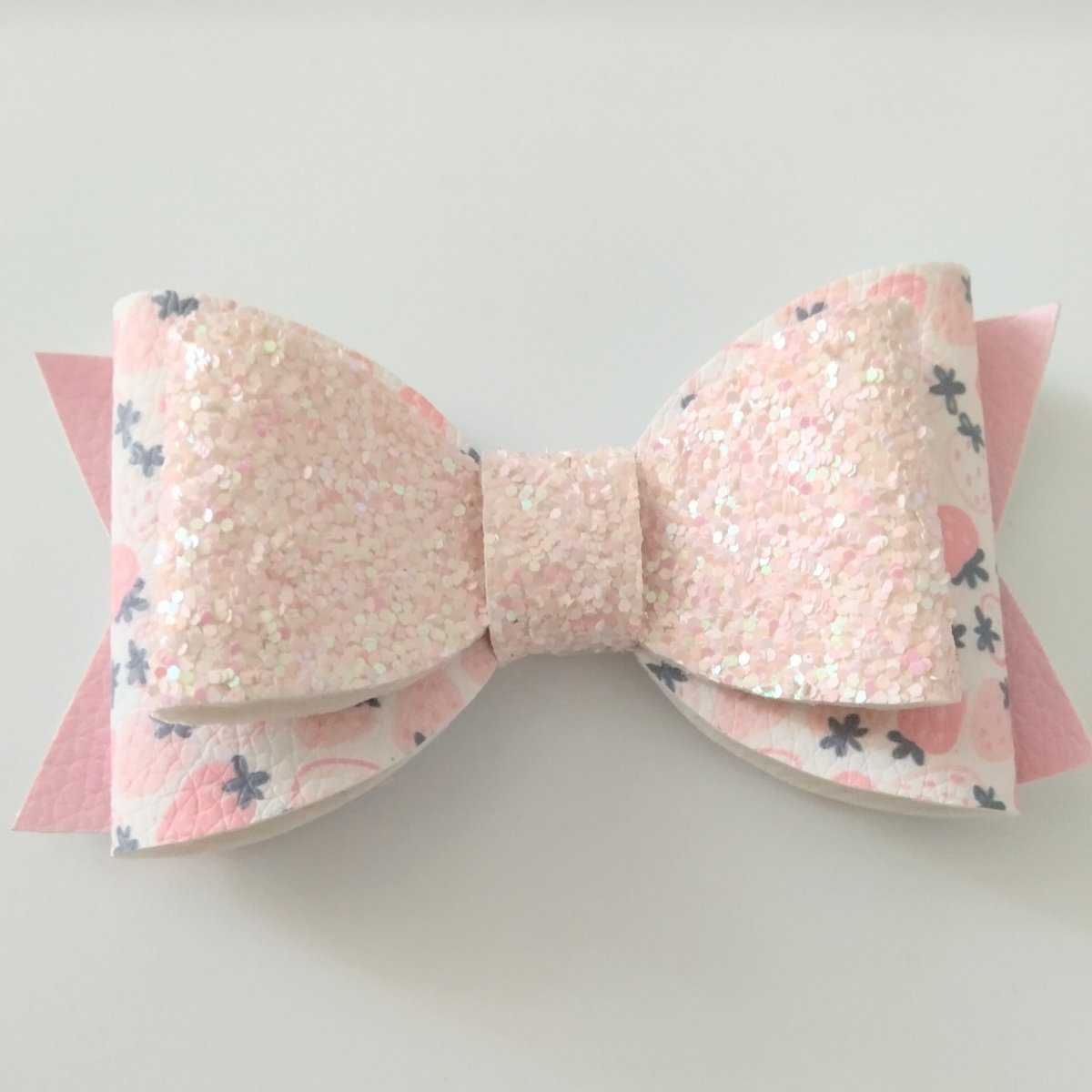 Faux leather Strawberry hair bow,kids hair bow, vegan leather hair bow ,girls hair bow