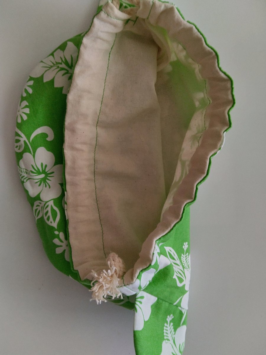 Drawstring bag ,Animal ears, Hawaii print, tropical, Handmade drawstring bags