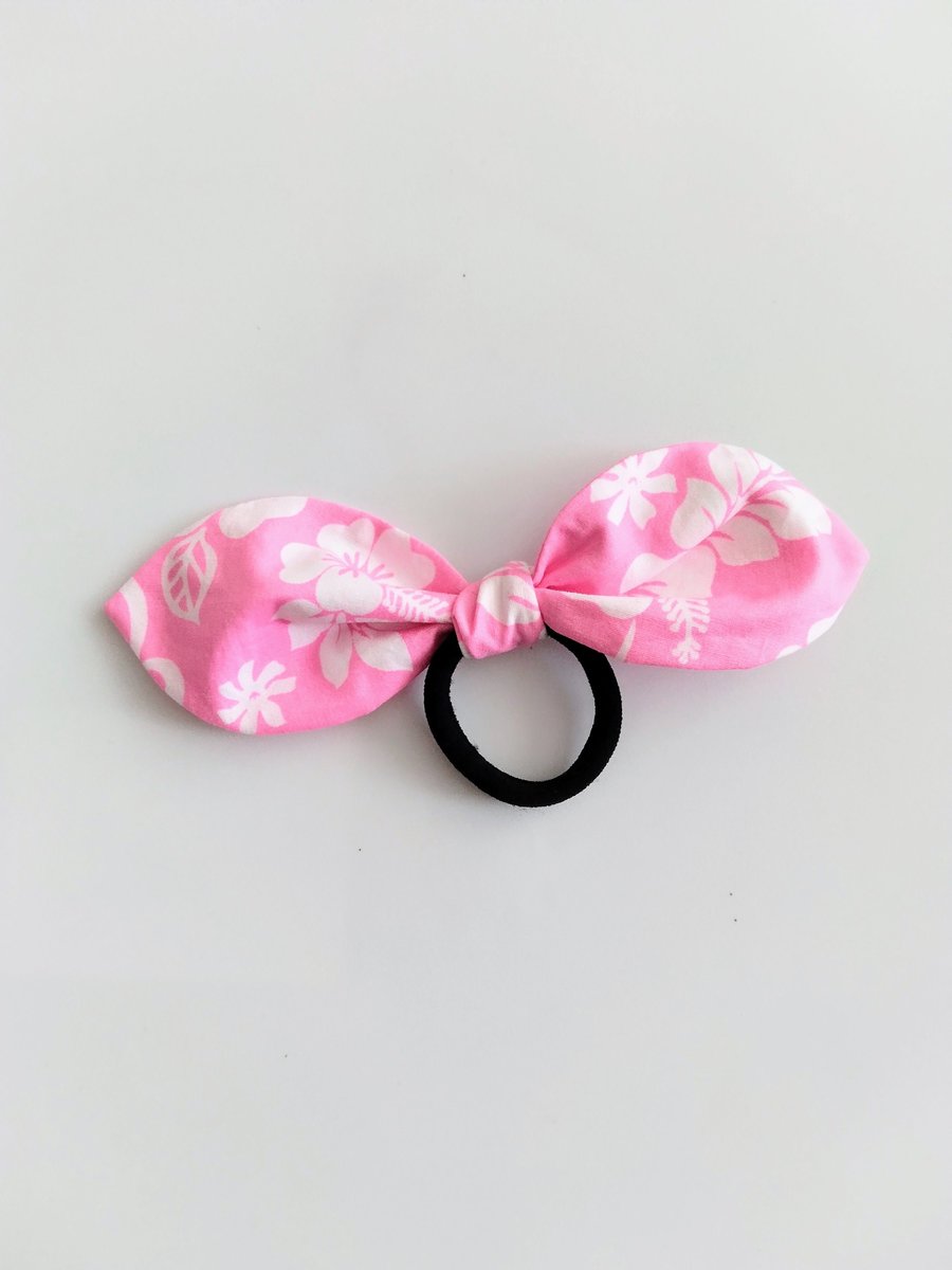 Hawaiian print Bunny ears hair ties, handmade hair accessories, elastic,tropical flower