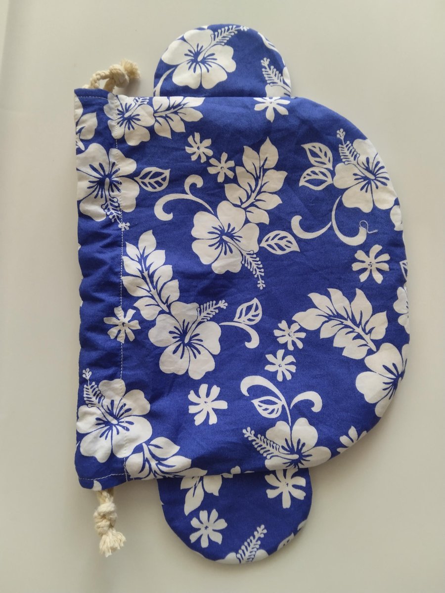 Drawstring bag ,Animal ears, Hawaii print, tropical, Handmade drawstring bags