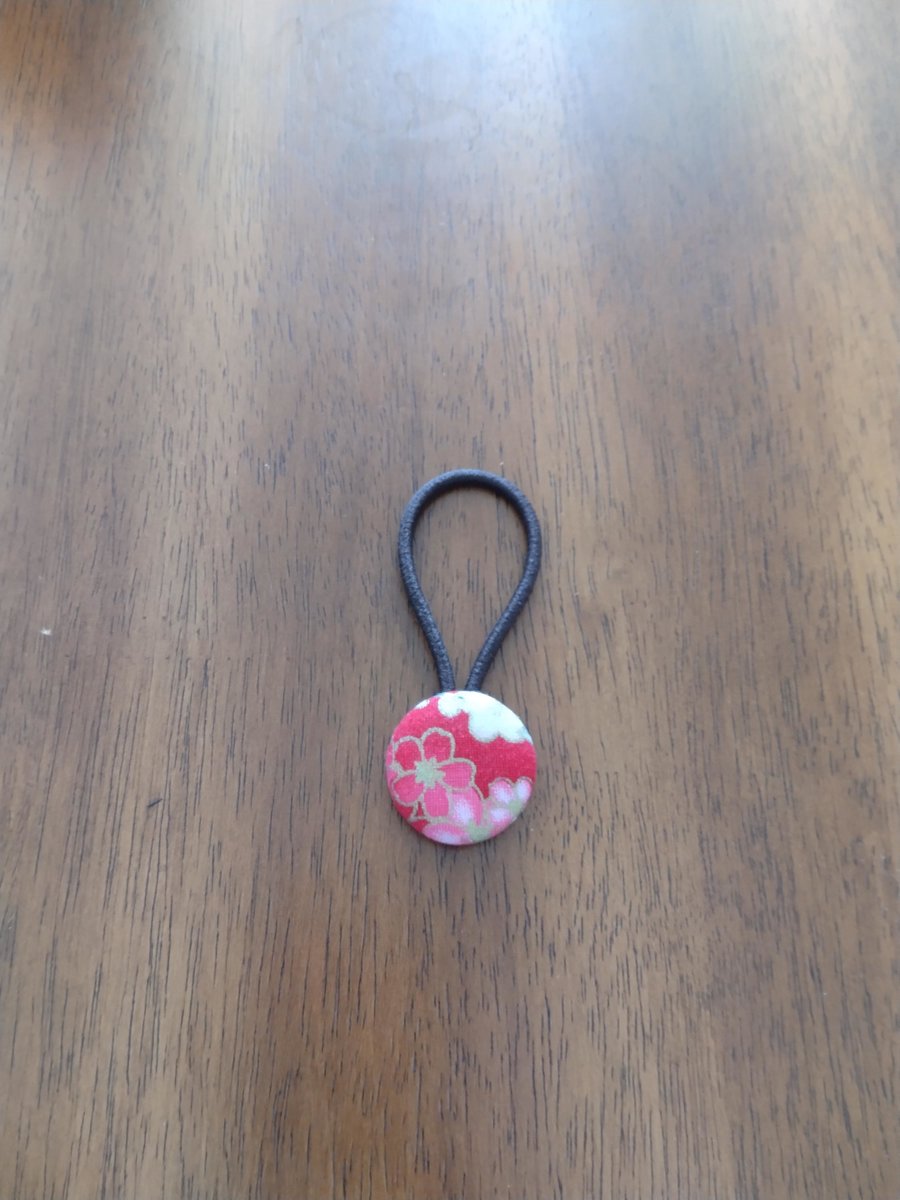 Button hair ties ,Set of 2 hair ties Sakura pattern, Adults hair ties, handmade hair accessories, Japanese hair ties ,kurumi hair ties