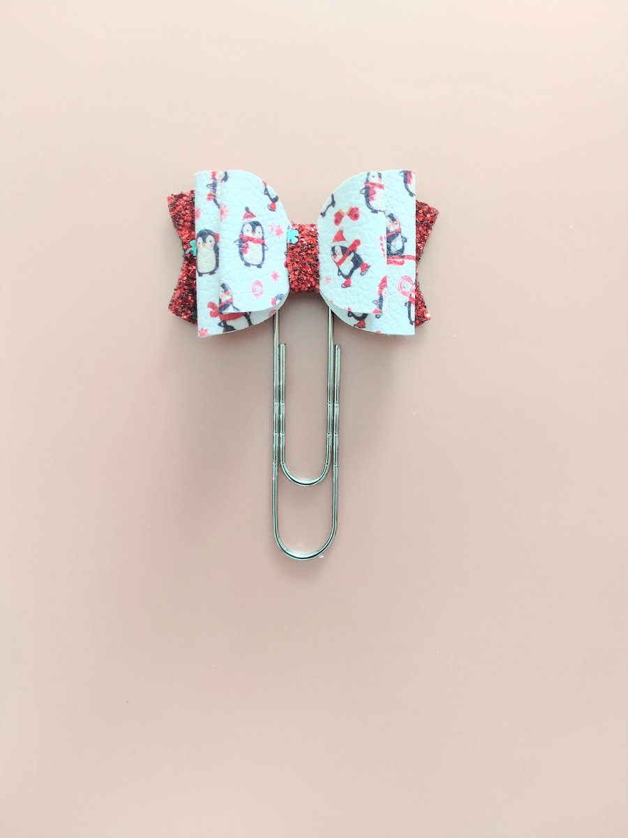 Planner paper clip, Christmas, Santa,penguin,Bow planner paper clip