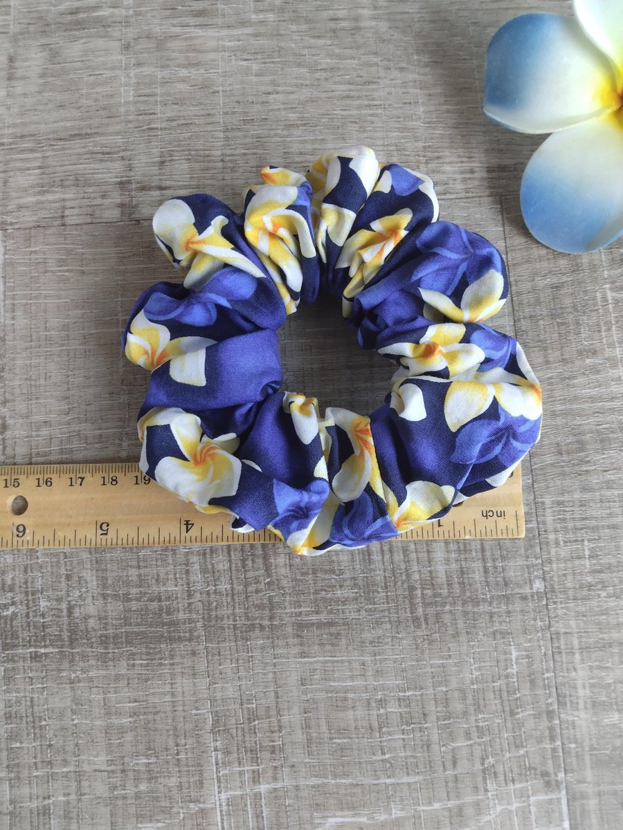 Handmade Aloha Scrunchie: Hawaiian Floral Print Hair Tie