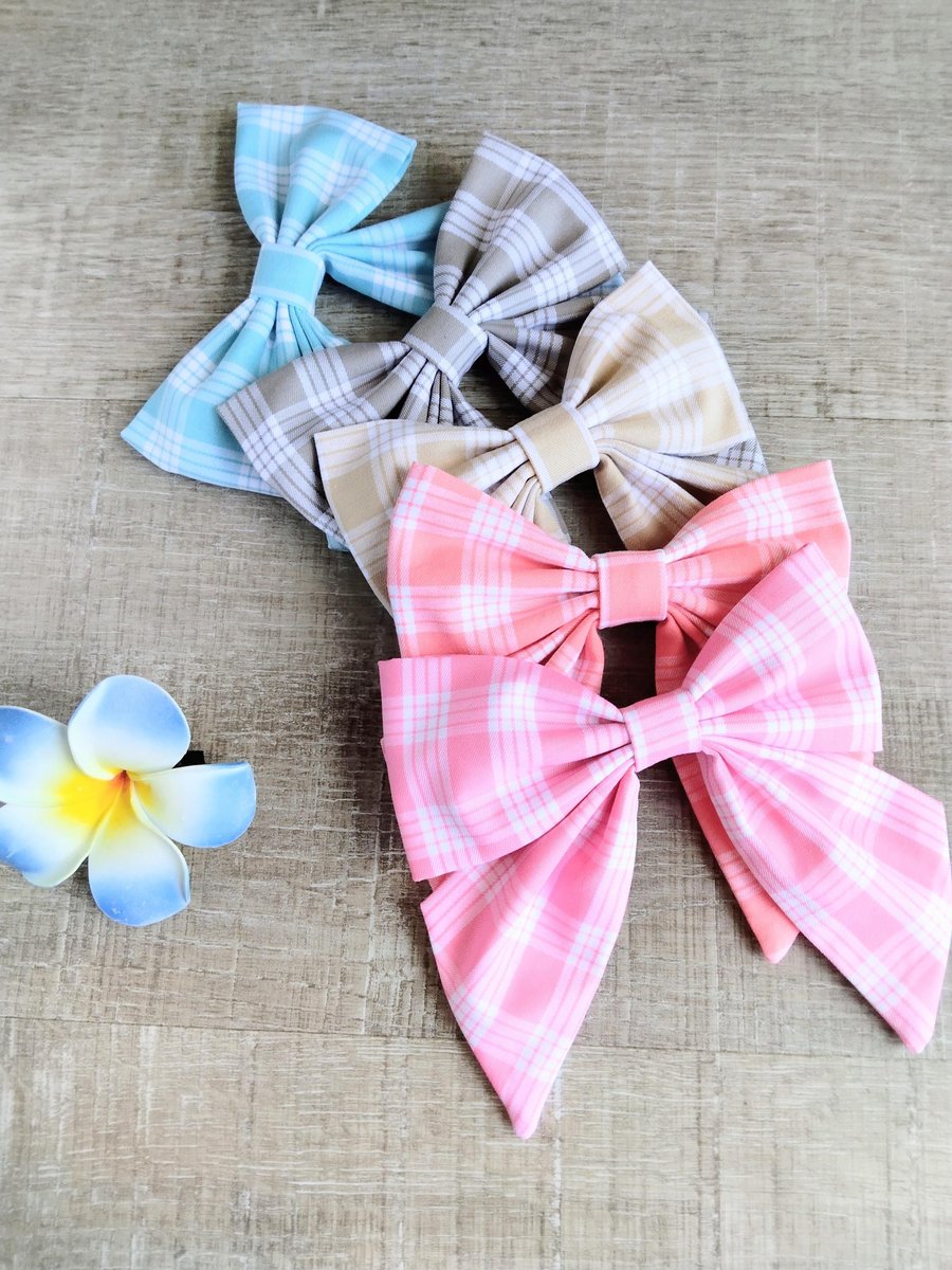 Palaka Plaid Sailor hair bow Hair accessories hair clips