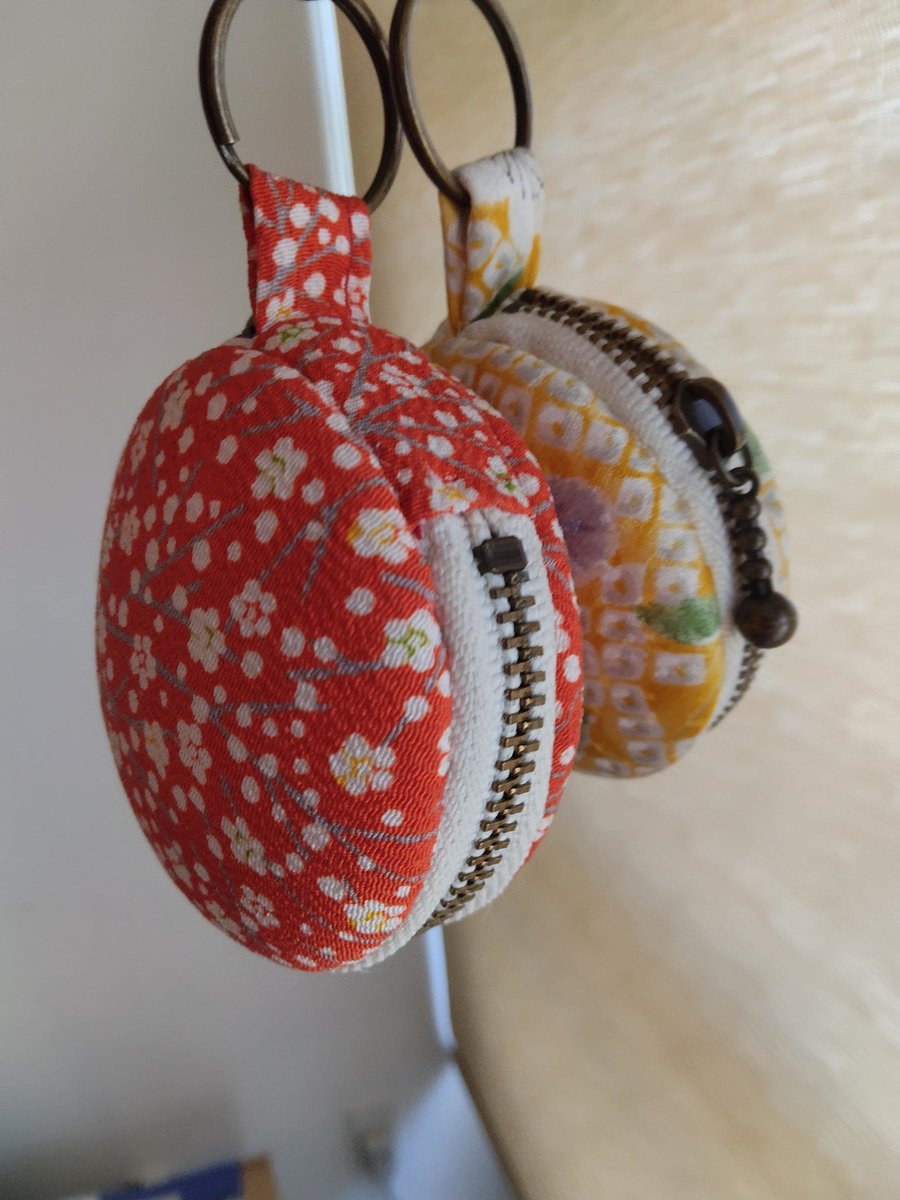 Charm with keychain,Japanese silk fabric macaron shape charm