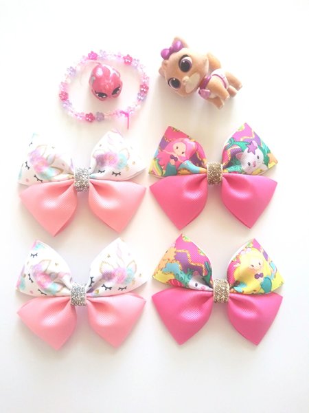 Unicorn and Mermaid kids Piggy tail bows,pair hair clips,kids hair accessories,girls hair clips , toddlers