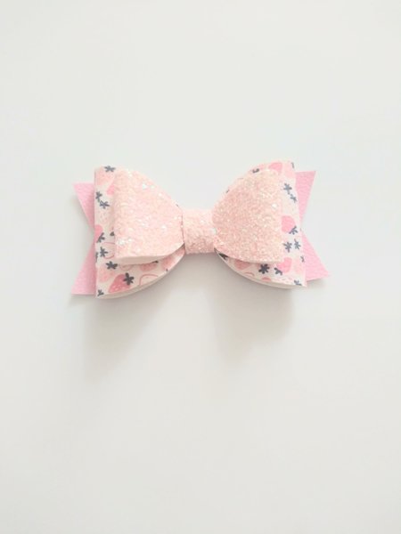 Faux leather Strawberry hair bow,kids hair bow, vegan leather hair bow ,girls hair bow