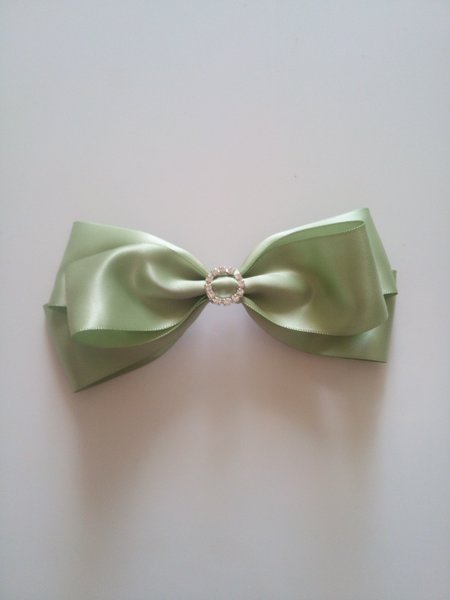 Sage satin hair bows, adult hair bow ,thick hair bow, handmade hair accessories,hair barrette