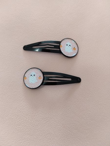 Ghost snap clips, Boo clips, Halloween clips, Kawaii clips,kids hair clips