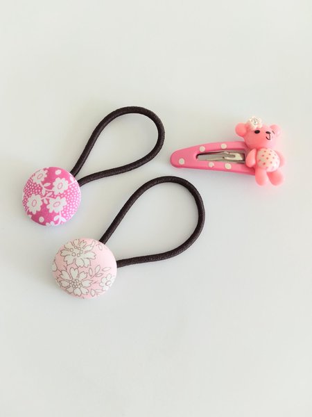 Button hair ties set of 2, Liberty hair ties, Floral hair ties, hair ties for adults,Gift for her