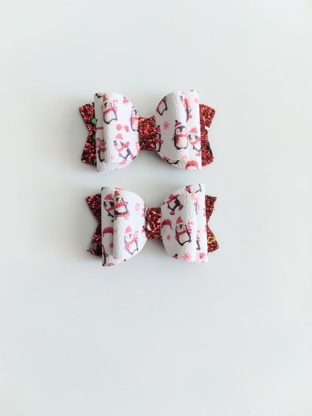 Christmas hair bow, faux leather bow, piggy bow,kids bow,girl bow,