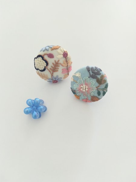 Oriental fabric covered brooch, Floral brooch,gift for her