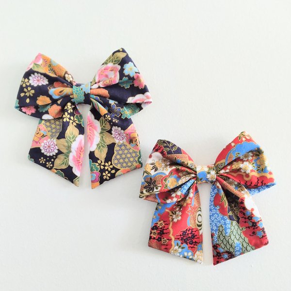 Japanese pattern hair bow, Sailor hair bow,hair accessories, hair barrette