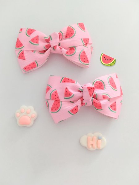 watermelon hair clips, piggy bows,pig tail hair bows,handmade hair bows,kawaii hair clip,kids hair bows