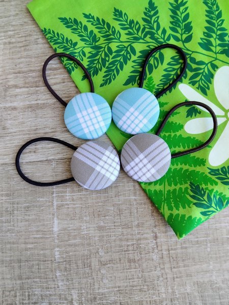 Handmade Palaka Plaid Hair Tie: Aloha Fabric Hair Accessory