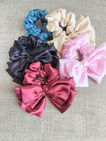 handmade satin scrunchie hair tie, elastic,Scrunchy , adult scrunchie.Scrunche with bow