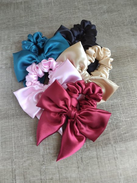 Satin scrunchie, scrunchie with bow, adult and youth