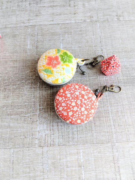 Charm with keychain,Japanese silk fabric macaron shape charm