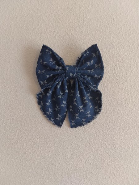 Jeans fabric hair bow,Handmade hair bow