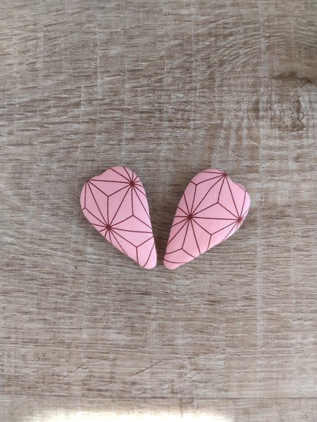 Fabric snap clip ,Set of two ,small clip anime inspired hair clip ,heart hair clip